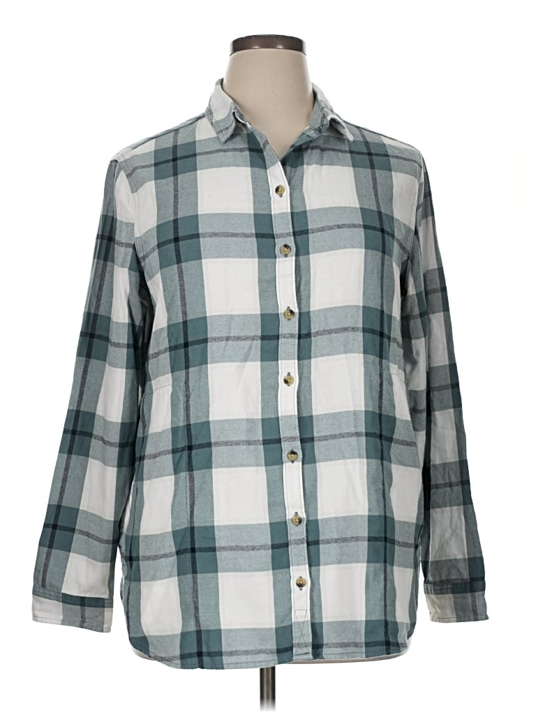 Pre-owned Jachs Girlfriend Long Sleeve Button Down Shirt In Teal