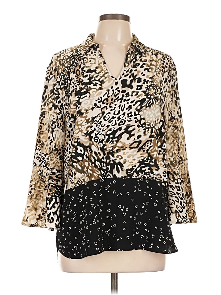 Pre-owned Investments 3/4 Sleeve Blouse In Gold