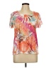 Chico's 100% Polyester Floral Orange Short Sleeve T-Shirt Size Lg (2) - photo 1
