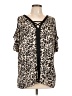 Chico's 100% Polyester Animal Print Tan Short Sleeve Blouse Size L - photo 1