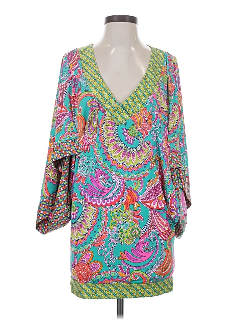 Trina Turk Cocktail Dress - Popover: Green Paisley Pattern Dresses - Used - Size Small