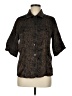 Unbranded Animal Print Brown 3/4 Sleeve Button-Down Shirt Size M (estimated) - photo 1
