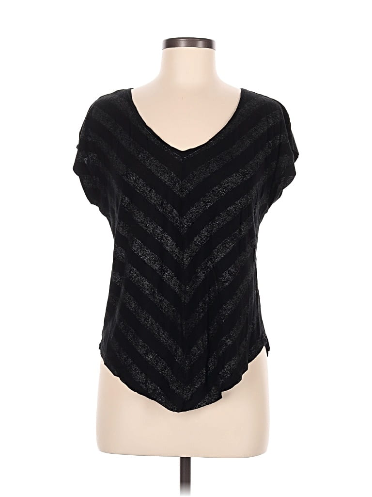 Pre-owned Jennifer Lopez Short Sleeve Top Black V-neck Tops
