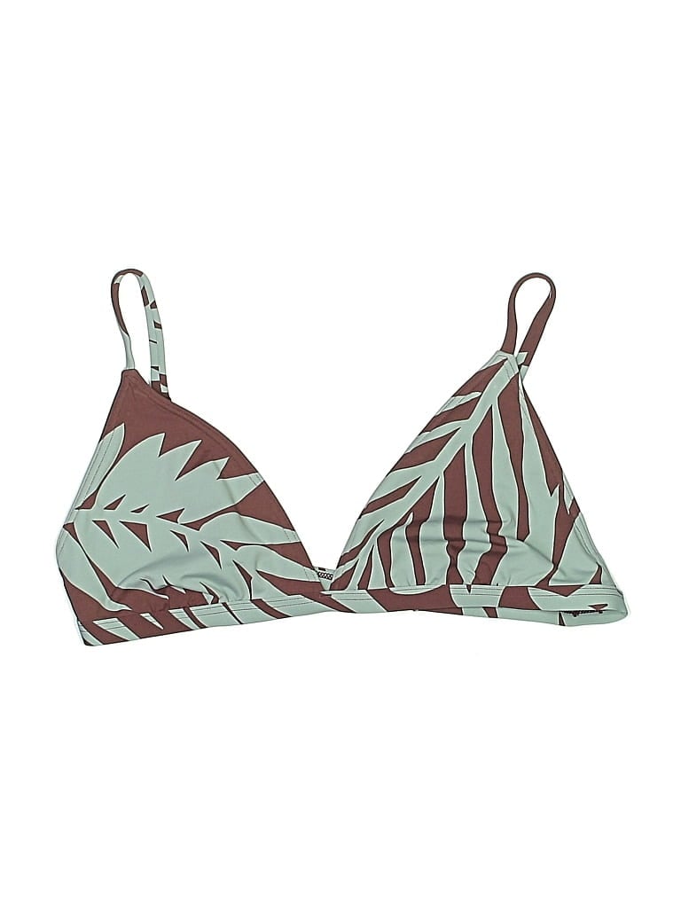 Pre-owned Roxy Swimsuit Top Green Print Pattern Swimwear