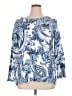 Soft Surroundings 100% Cotton Paisley Blue Pullover Sweater Size 1X - photo 1