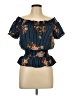 OLM 100% Polyester Blue Short Sleeve Blouse Size L - photo 1