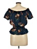 OLM 100% Polyester Blue Short Sleeve Blouse Size L - photo 2