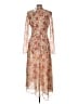 MNG 100% Polyester Floral Tan Cocktail Dress Size L - photo 2