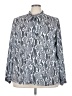 ELOQUII 100% Polyester Animal Print Silver Long Sleeve Blouse Size 24 - photo 1