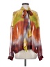 Le Superbe Color Block Orange Long Sleeve Blouse Size 4 - photo 1