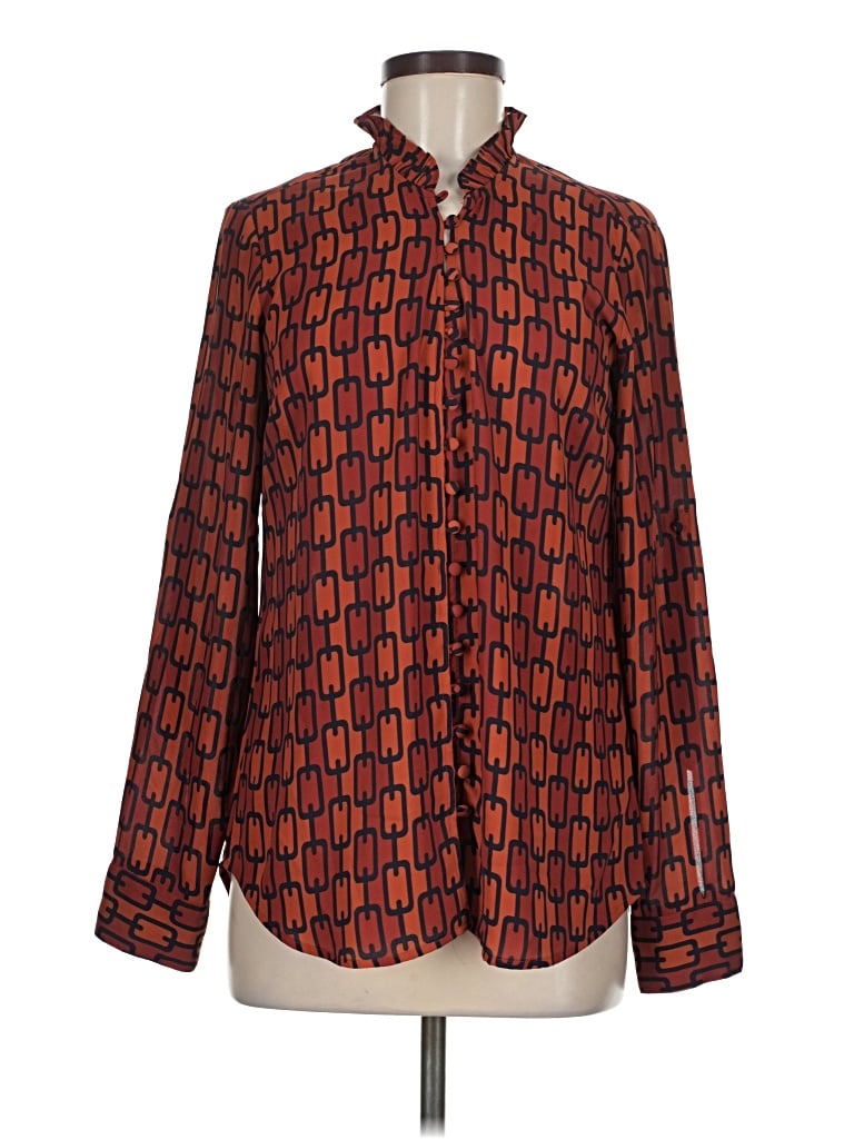 Pre-owned Express Long Sleeve Blouse In Orange