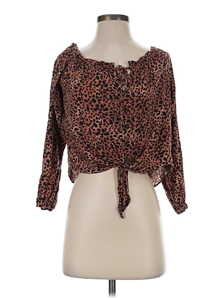 Pre-owned Rewind 3/4 Sleeve Blouse In Brown