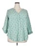 Torrid Hearts Teal 3/4 Sleeve Blouse Size 2X Plus (2) - photo 1
