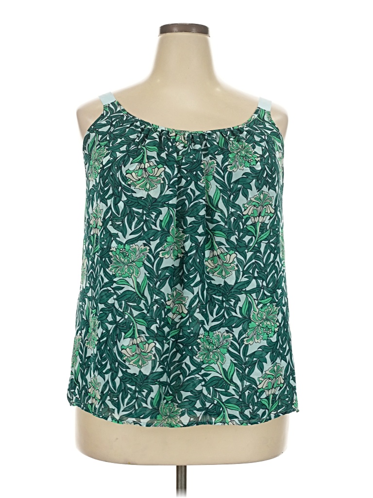 Pre-owned Lane Bryant Sleeveless Blouse In Green