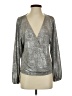 By Anthropologie Metallic Silver Long Sleeve Blouse Size S - photo 1