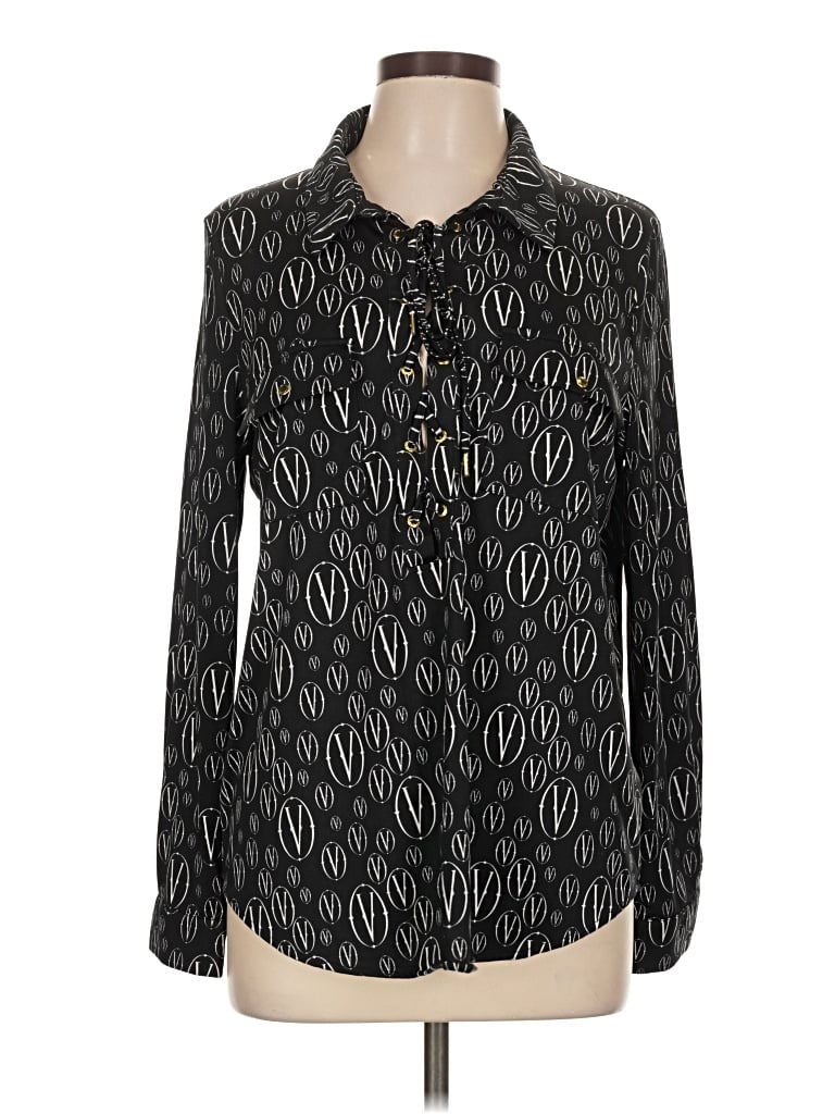 Pre-owned Vertigo Long Sleeve Blouse In Black
