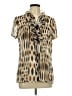 East5th 100% Polyester Animal Print Brown Short Sleeve Blouse Size L - photo 1
