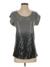 Crosby 100% Rayon Metallic Silver Short Sleeve Top Size S - photo 1