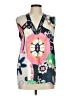 Vilagallo 100% Polyester Green Pink Sleeveless Blouse Size M - photo 1