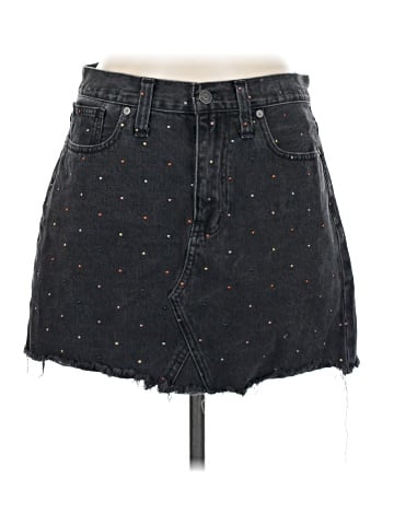 Madewell Rigid Denim A-Line Mini Skirt: Metallic Rainbow Dots Edition (view 1)