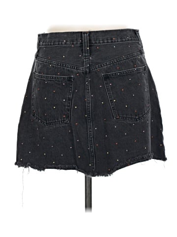 Madewell Rigid Denim A-Line Mini Skirt: Metallic Rainbow Dots Edition (view 2)