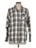 True Craft 100% Cotton Plaid Gray 3/4 Sleeve Button-Down Shirt Size L - photo 1