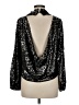 Flawless Metallic Black Long Sleeve Blouse Size M - photo 2