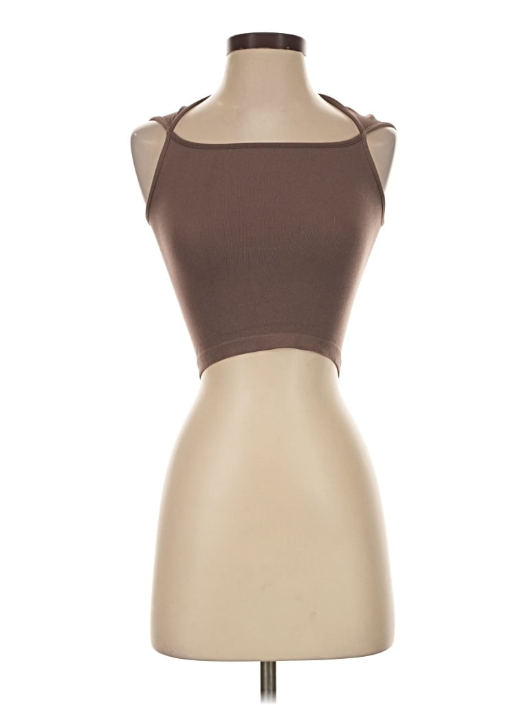 Pre-owned Anwnd Tank Top Brown Strapless Neckline Tops