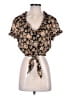 Next Era 100% Polyester Brown Yellow Short Sleeve Blouse Size M - photo 1
