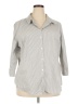 Worthington Stripes Gray 3/4 Sleeve Button-Down Shirt Size 2X - photo 1