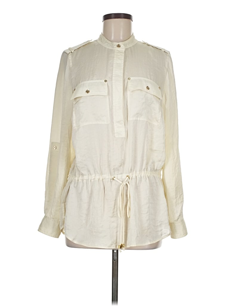 Pre-owned Michael Michael Kors Long Sleeve Blouse In Ivory