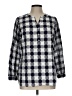 Talbots 100% Cotton Checkered-gingham Gray 3/4 Sleeve Blouse Size Lg Petite - photo 1
