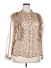 ELOQUII 100% Polyester Animal Print Tan Long Sleeve Blouse Size 18 Plus - photo 1