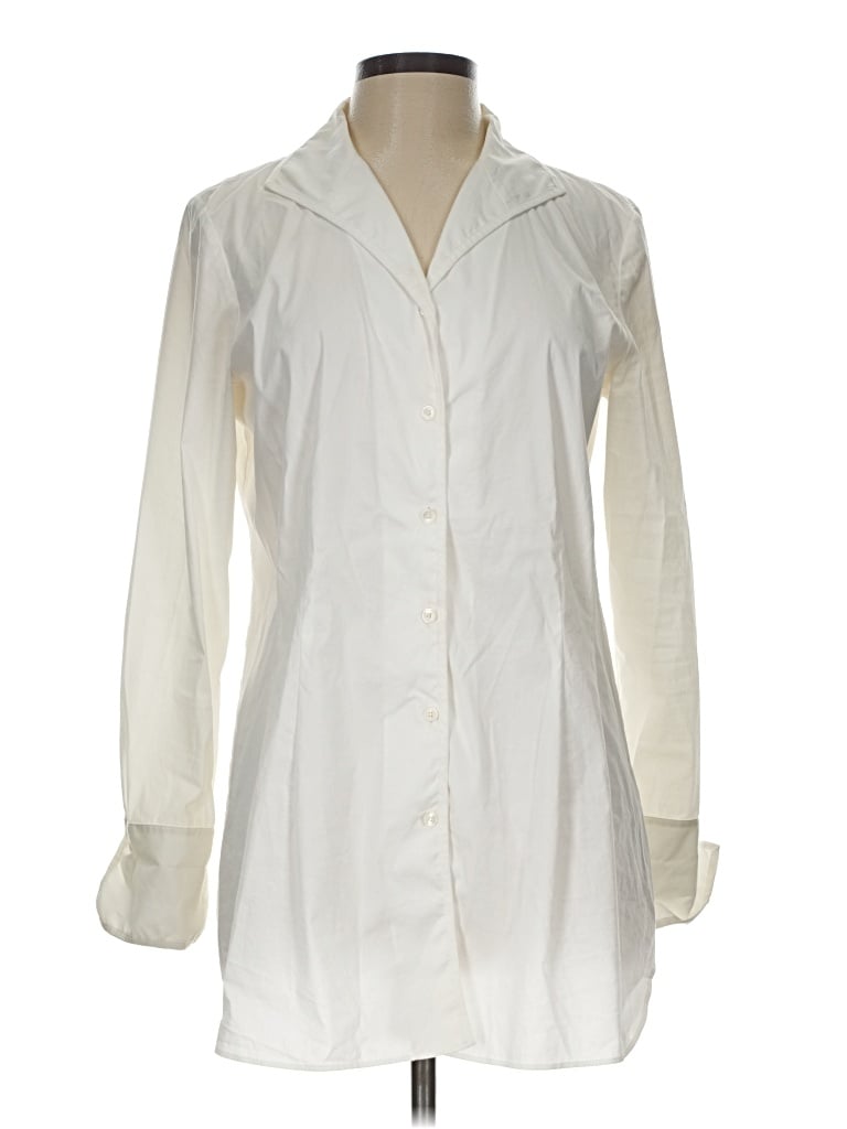 Pre-owned Lafayette 148 Long Sleeve Blouse In Ivory