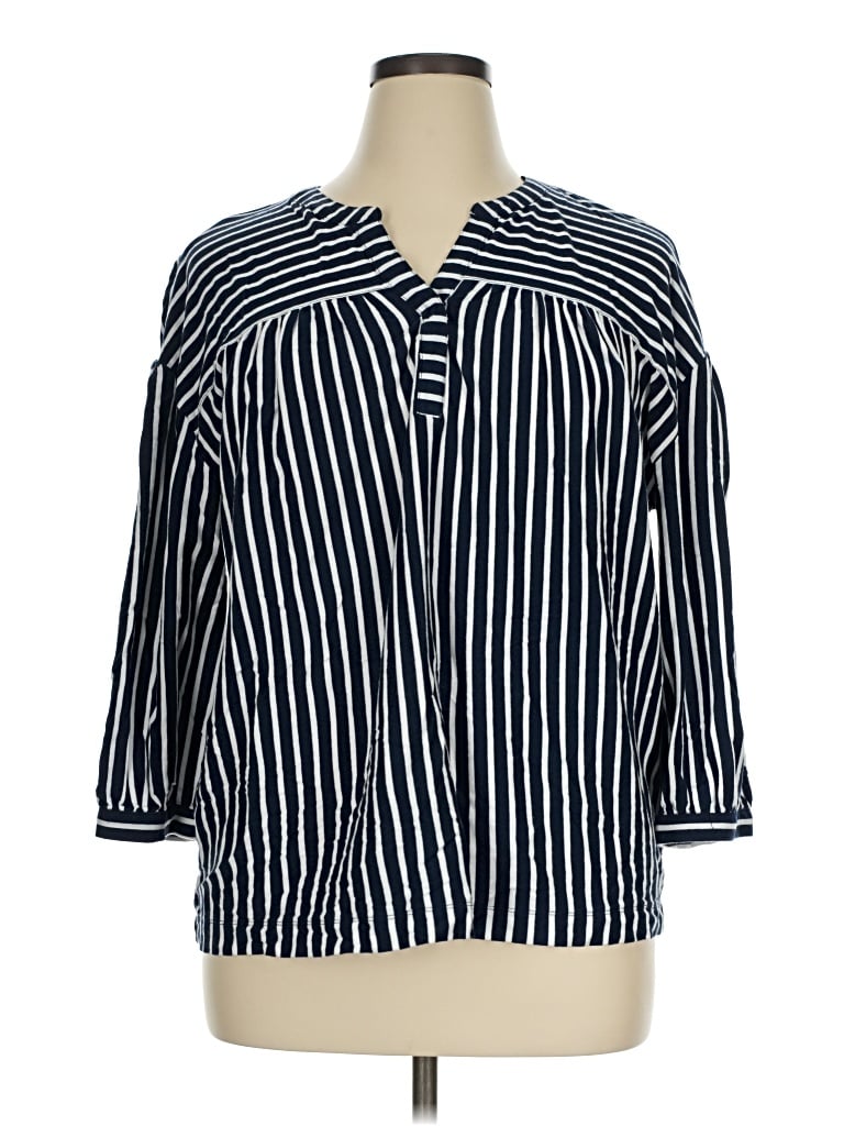 Pre-owned Style & Co 3/4 Sleeve Button Down Shirt In Blue