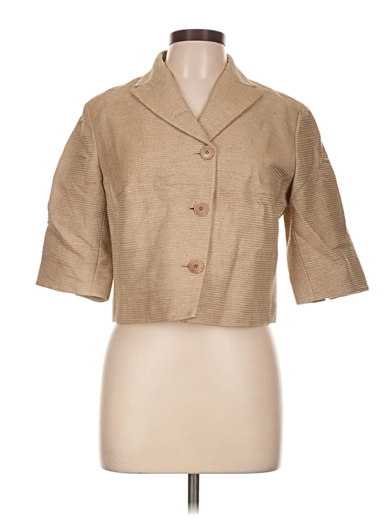 Pre-owned Akris Punto 3/4 Sleeve Button Down Shirt In Tan