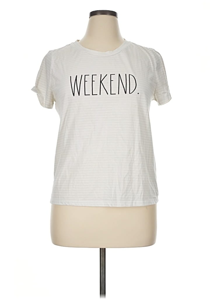 Pre-owned Rae Dunn Short Sleeve T-shirt In White