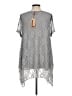 Lior Luxe 100% Polyester Silver Short Sleeve Blouse Size M - photo 2