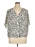 Express 100% Polyester Animal Print Ivory Short Sleeve Blouse Size XL - photo 1