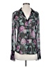 Paige 100% Silk Floral Gray Long Sleeve Silk Top Size S - photo 1