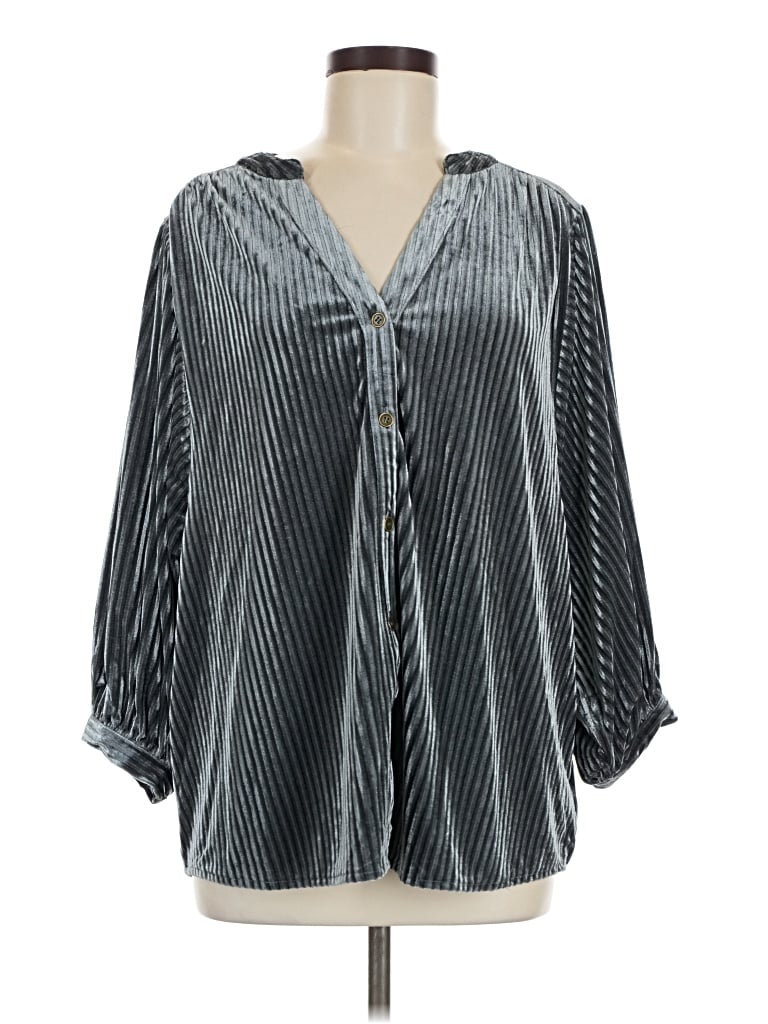 Pre-owned Umgee 3/4 Sleeve Blouse In Silver