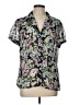 Sag Harbor 100% Polyester Floral Black Short Sleeve Blouse Size L - photo 1