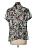 Sag Harbor 100% Polyester Floral Black Short Sleeve Blouse Size L - photo 2