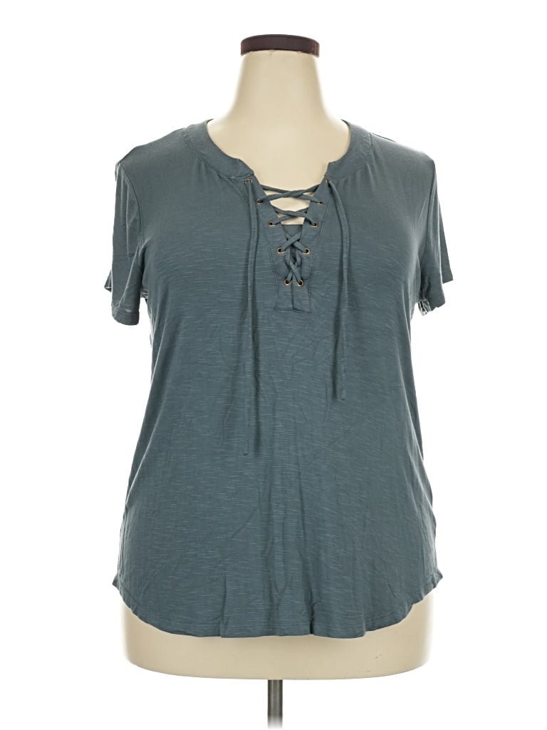 Pre-owned Maurices Short Sleeve Top Teal Keyhole Neckline Tops