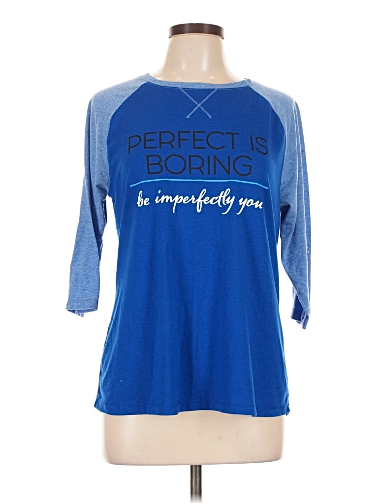 Pre-owned Athletic Works 3/4 Sleeve T-shirt In Blue