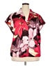 Estelle Floral Burgundy Short Sleeve Blouse Size 2X - photo 1