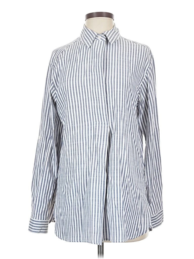 Pre-owned Max Studio Long Sleeve Blouse In Blue