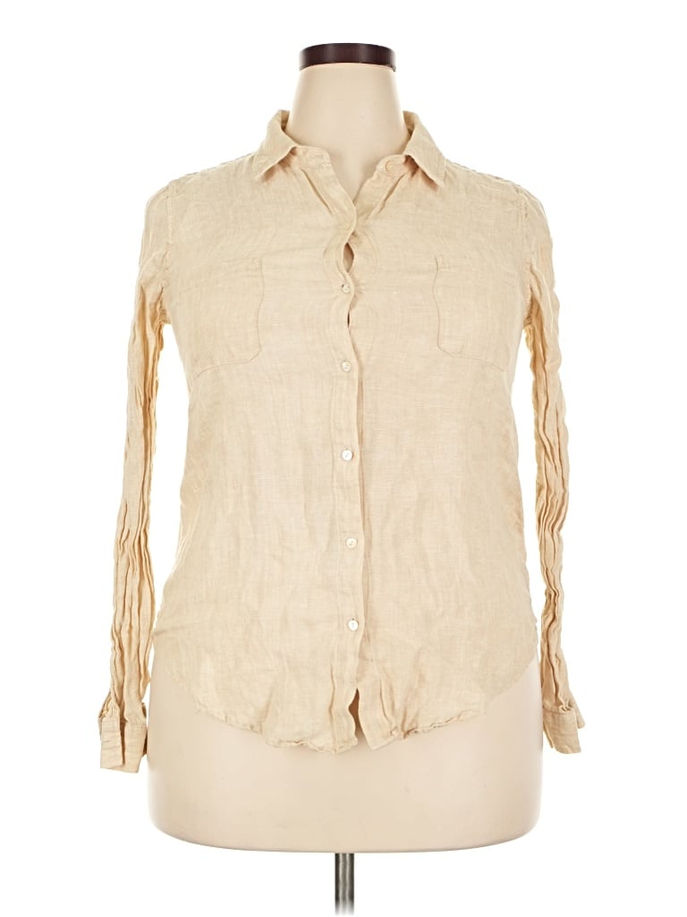 Pre-owned Lilly Pulitzer Long Sleeve Button Down Shirt In Tan
