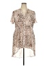 Torrid 100% Polyester Animal Print Tan Short Sleeve Blouse Size 2X (2) - photo 1