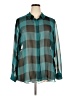 Lane Bryant 100% Polyester Color Block Teal Long Sleeve Blouse Size 22 - 24 Plus - photo 1